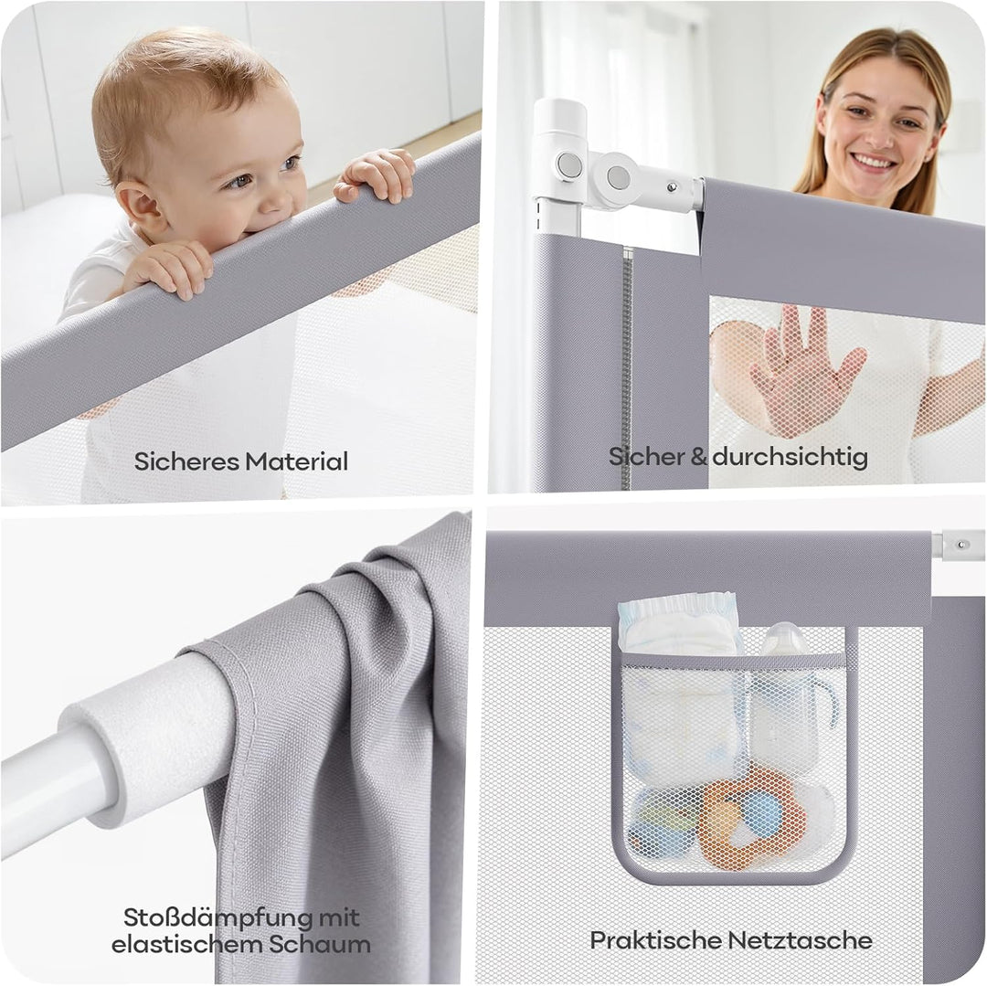 Rausfallschutz Bett (200cm+180cm) | Bettgitter Rausfallschutz für Boxspringbett, höhenverstellbar, m