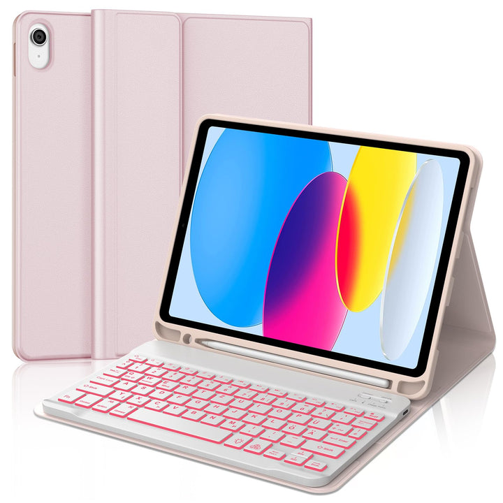 JADEMALL Für iPad 11 Gen Hülle mit 7-Farb-Backlight Deutsch Bluetooth Tastatur für iPad A16 (2025) &