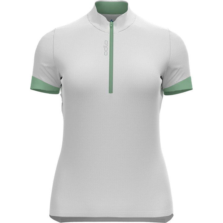 Odlo Damen Essentials_411971 Radtrikot halber Reissverschluss (1er Pack) L White - Hemlock, L White