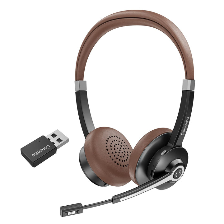 Conambo Headset mit Mikrofon, Kabellos Bluetooth Headset mit Mikrofon mit HD Stereo Sound für Laptop