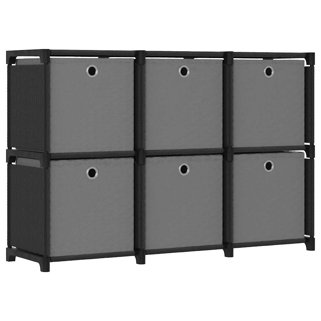 vidaXL Würfel-Regal mit Boxen 6 Fächer Schwarz 103x30x72,5 cm Stoff