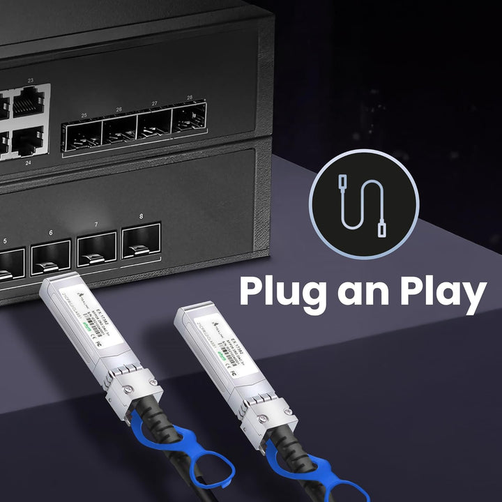 EXTRALINK DAC SFP28 Kabel 3m – Passives Twinax Kabel 25Gbit, SFP28 zu SFP28, MSA kompatibel, für Ubi