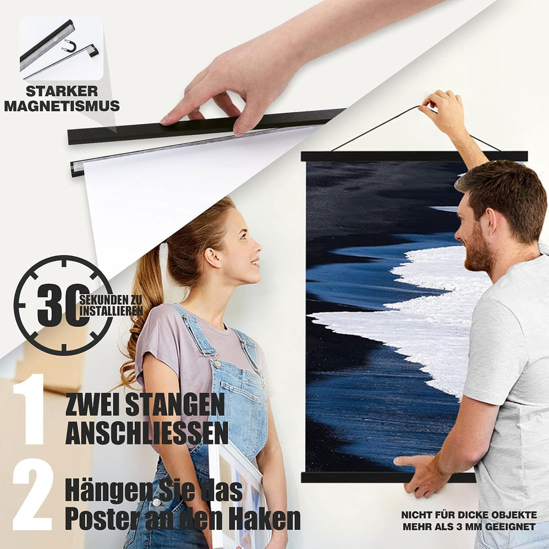 A0 Posterleiste Posterschiene Posterleisten 91CM, Magnet Magnetische Holz Poster Aufhänger Halter Ra