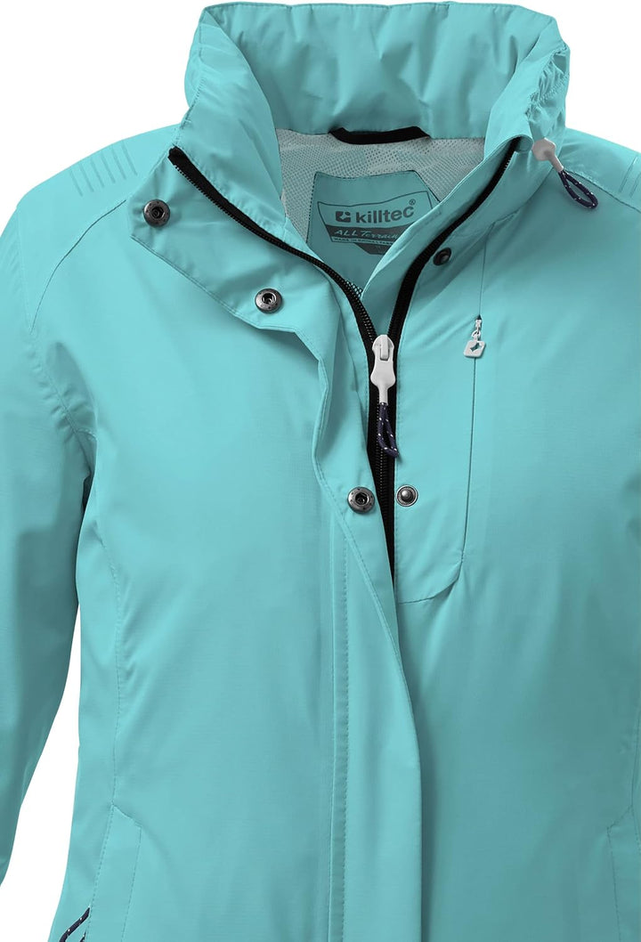 Killtec Damen Kos 25 Wmn Jckt Funktionsjacke mit einrollbarer Kapuze, packbar 40 aqua, 40 aqua