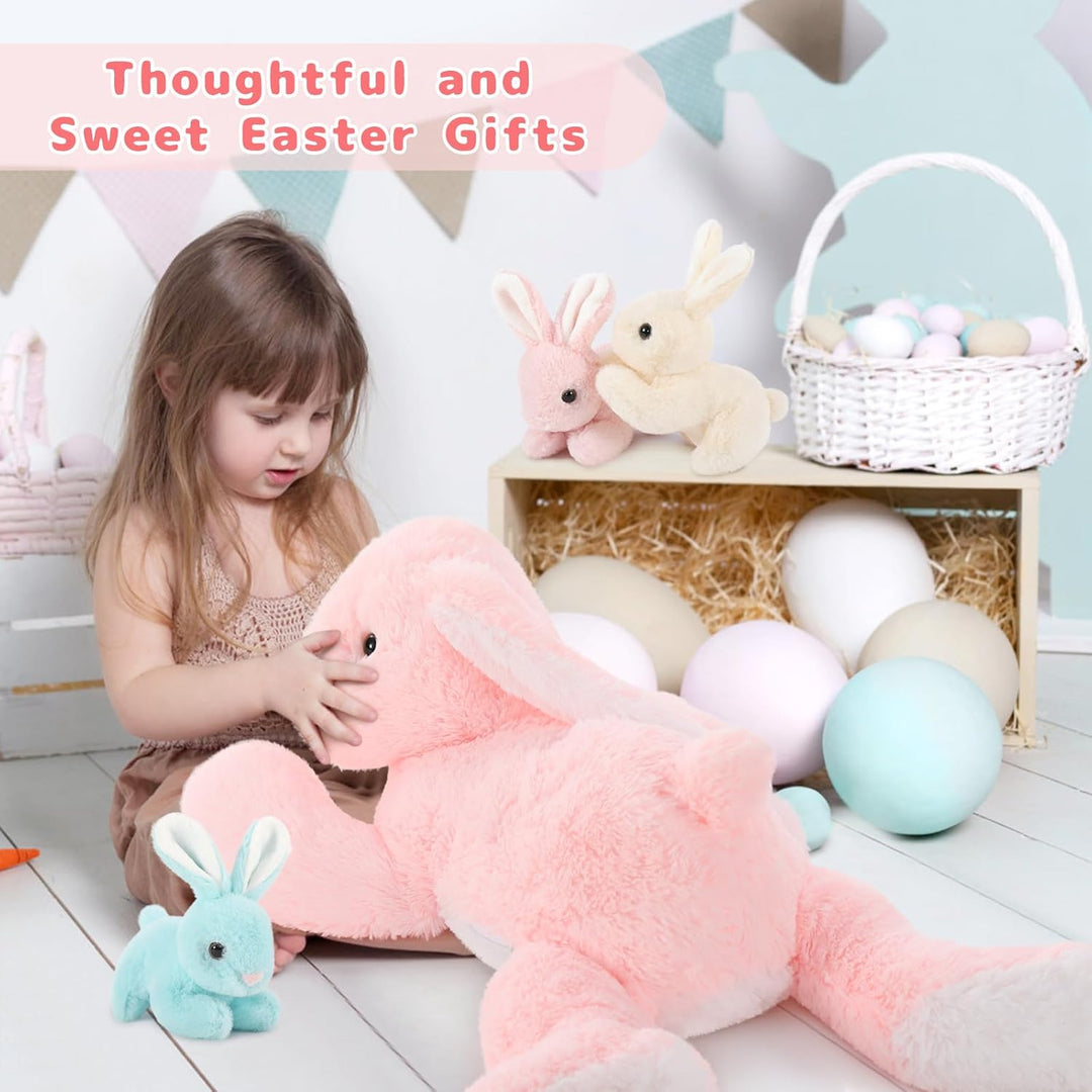 MorisMos gross Osterhase Kuscheltier XXL mit Baby im Bauch, 60cm lang Pink Hase plüschtier stofftier