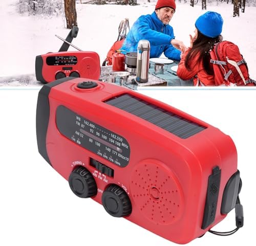 Garosa Notfall-Kurbelradio, 2000 MAh, Solar-Powerbank mit LED-Taschenlampe und NOAA-Wetterwarnung fü