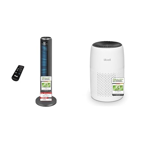 Levoit 23dB Leiser Turmventilator, Ventilator mit Kühlung+Core Mini - Aroma Luftreiniger
