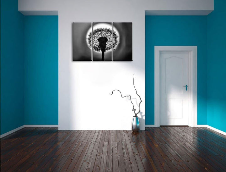 Pixxprint Pusteblume als Leinwandbild/Grösse: 3 Teilig (120x80) cm/Wandbild/Kunstdruck/fertig bespan