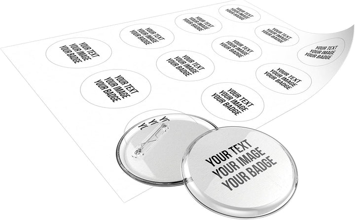 Buttons 56mm selber machen ohne Buttonmaschine (10 Stück) – Ansteckbuttons Set mit Nadel-Pins und A4