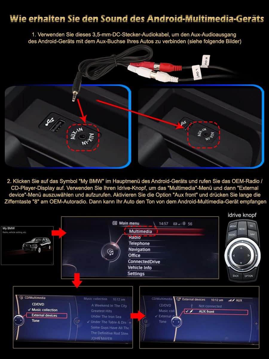 Erisin 10.25" Android 12 Autoradio GPS Navi für BMW X5 E70 X6 E71 CIC System Unterstützt CarPlay IPS