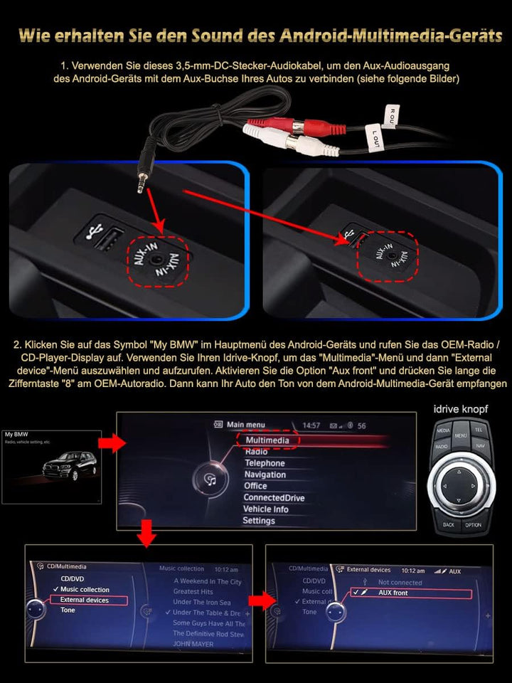 Erisin 10.25" Android 12 Autoradio GPS Navi für BMW X5 E70 X6 E71 CIC System Unterstützt CarPlay IPS