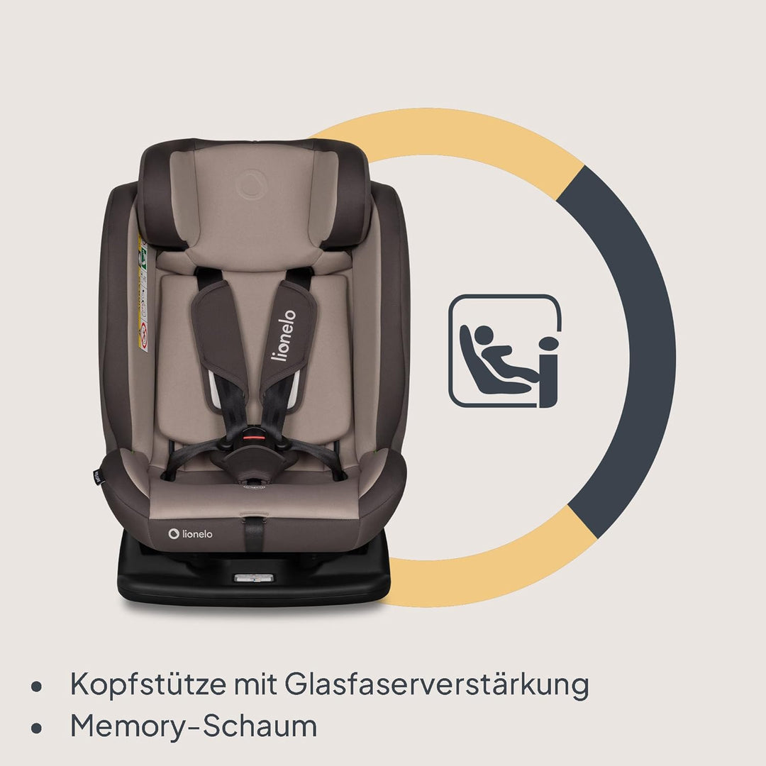 LIONELO AART I-SIZE Autositz für Kleinkinder 40-150 cm, Montage mit Sicherheitsgurten, Kopfstützen-