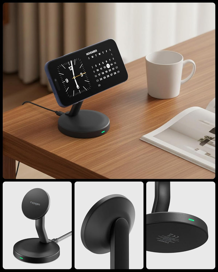 Spigen Essential 15W MagSafe Ladegerät [inkl. 60W USB-C Kabel] Magnetische Kabellose Ladestation für