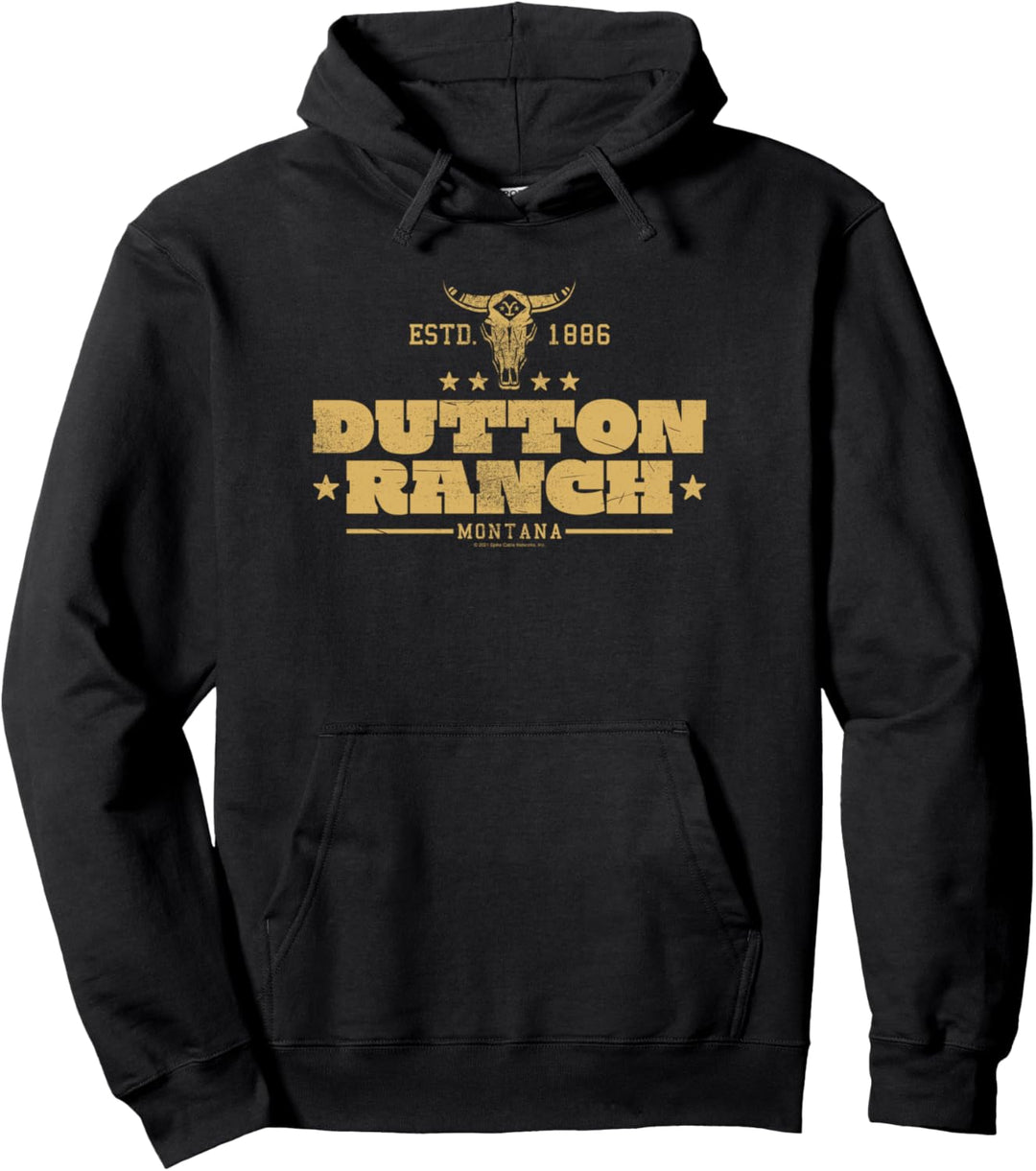 Yellowstone Dutton Ranch Montana Est. 1886 Center Gold Logo Pullover Hoodie