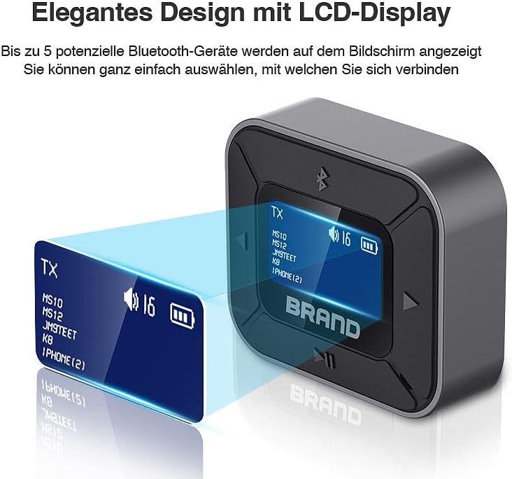 auvisio 4er-Set 2in1-Audio-Transmitter- & Receiver mit Bluetooth 5.3, Display