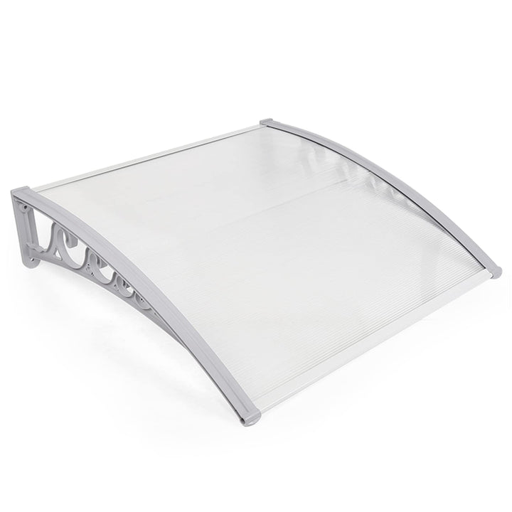 Homewell Vordach für Haustür 100 x 100 cm Weiss, Modern Überdachung Haustür aus PC-Hohlplatte, PP-Ku