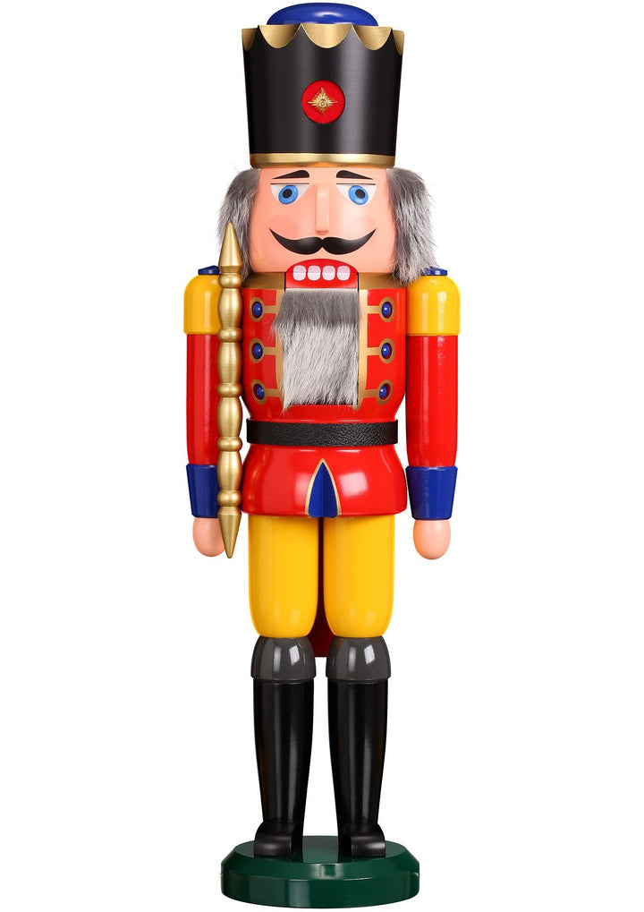 Seiffener Volkskunst Nussknacker Holzfigur Holz König Figur Höhe 60 cm gross (rot), Rot