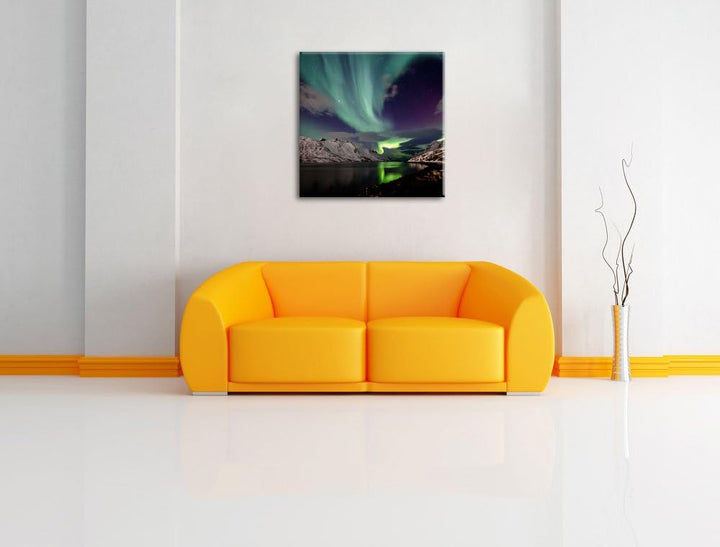 Pixxprint Polarlichter in der Eiswüste, Format: 70x70 auf Leinwand, 70x70