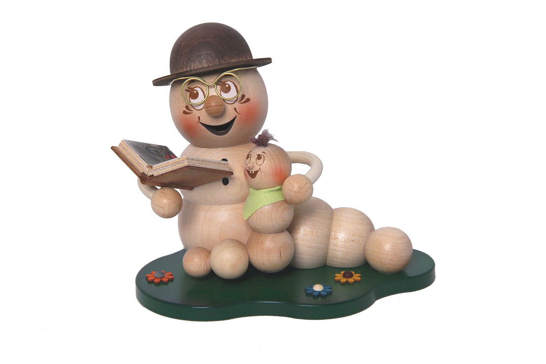 Drechslerei Kuhnert Rauchmann/Räucherfigur - Rauchwurm aus Holz - Rudi &amp; ROSI - Motiv: Opa-Rudi mit