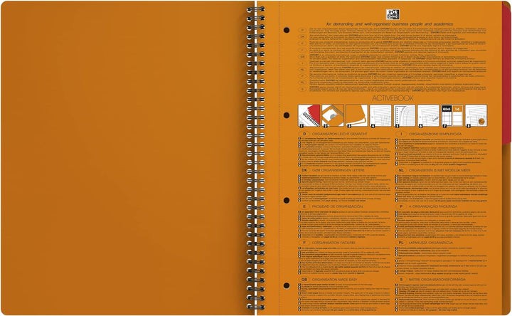 Oxford Activebook Interantional A4, liniert, 160 Seiten, versetzbares Register, Dokumententasche, 5