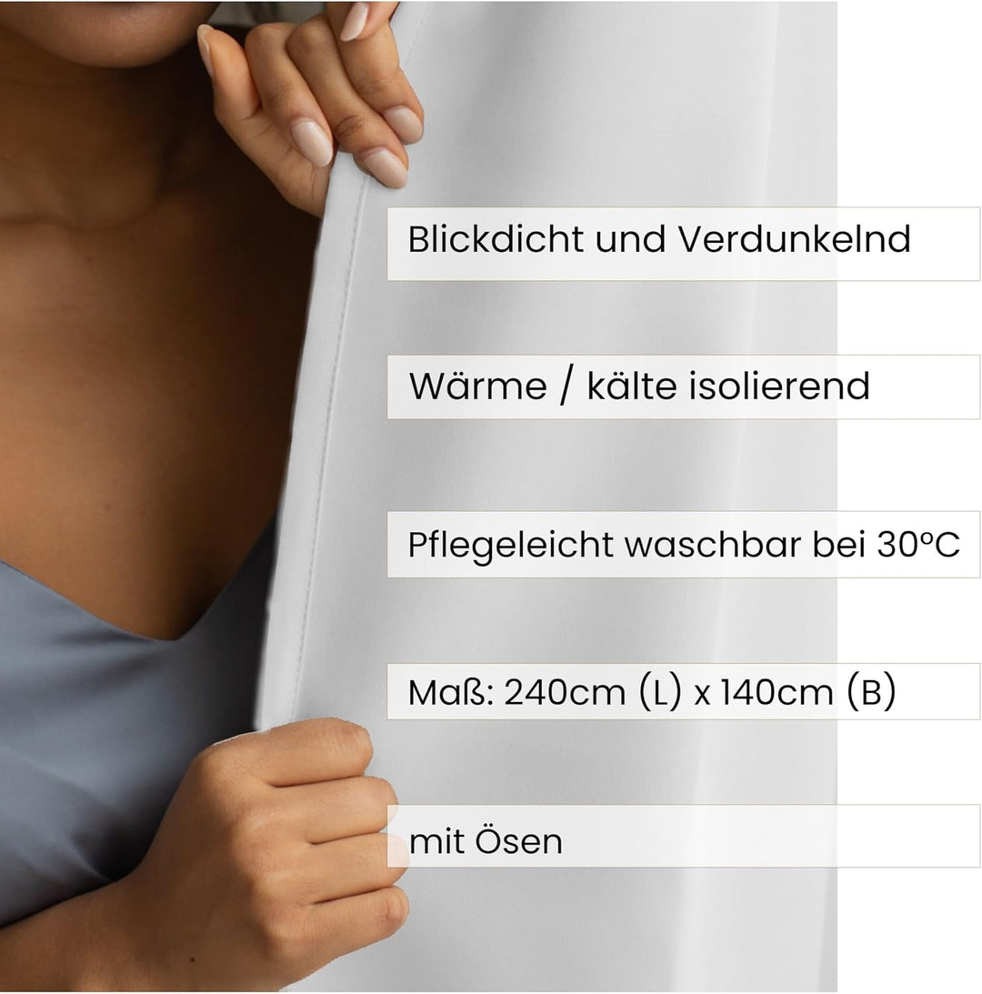 Cleanlevel EST 2016 Verdunklungsvorhang mit Ösen 140cm x 245cm Vorhang Blickdicht Thermo Gardine Wär