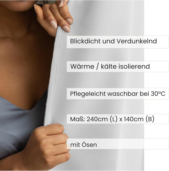 Cleanlevel EST 2016 Verdunklungsvorhang mit Ösen 140cm x 245cm Vorhang Blickdicht Thermo Gardine Wär