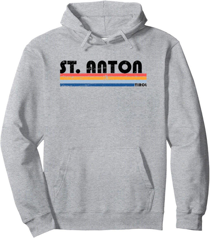 St. Anton Arlberg Tirol Vintage Streifen Pullover Hoodie