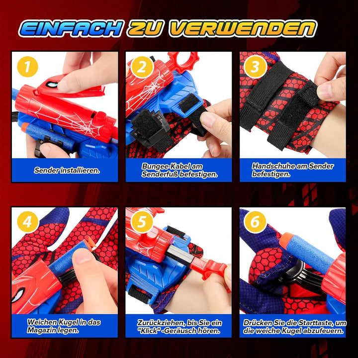 Braxel Spielzeug ab 3-5 Jahre Junge, 2 Set Netzwerfer Launcher Handschuhe Kinder Geburtstags Geschen