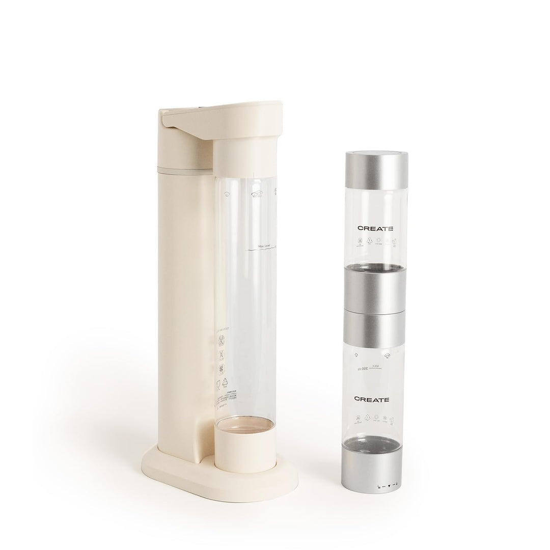CREATE/SODA MAKER STUDIO/Wassersprudler 1L Cremeweiss + Doppelflasche 500ml + 350ml / Keine CO2-Flas