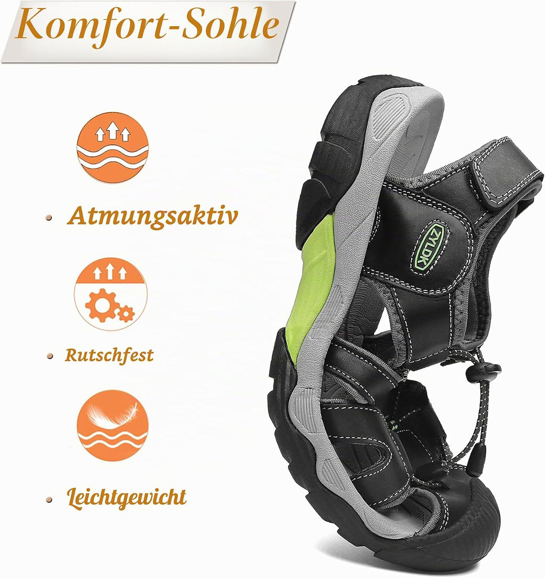 ZYLDK Herren Sandalen Leder Strand Trekkingsandalen Outdoorschuhe Sommer Wanderschuhe Männer Sport-O