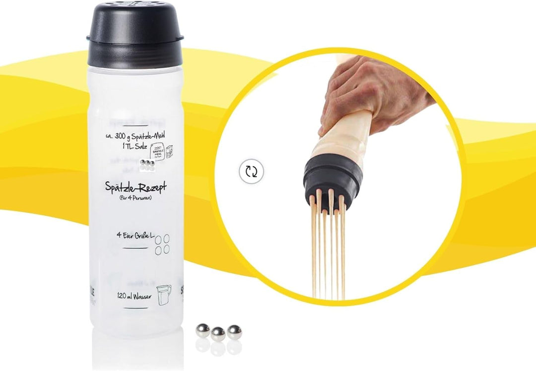 Spätzle-Shaker (ANTHRAZIT für 4 Portionen selbstgemachte Spätzle (875ml) Spätzlepresse und Mixer in