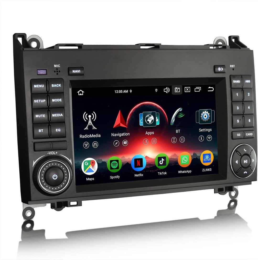 Erisin 7 Zoll 8-Kern 4GB+64GB Android 16 Autoradio Bluetooth GPS Navi für Mercedes A-Klasse W169 B-K
