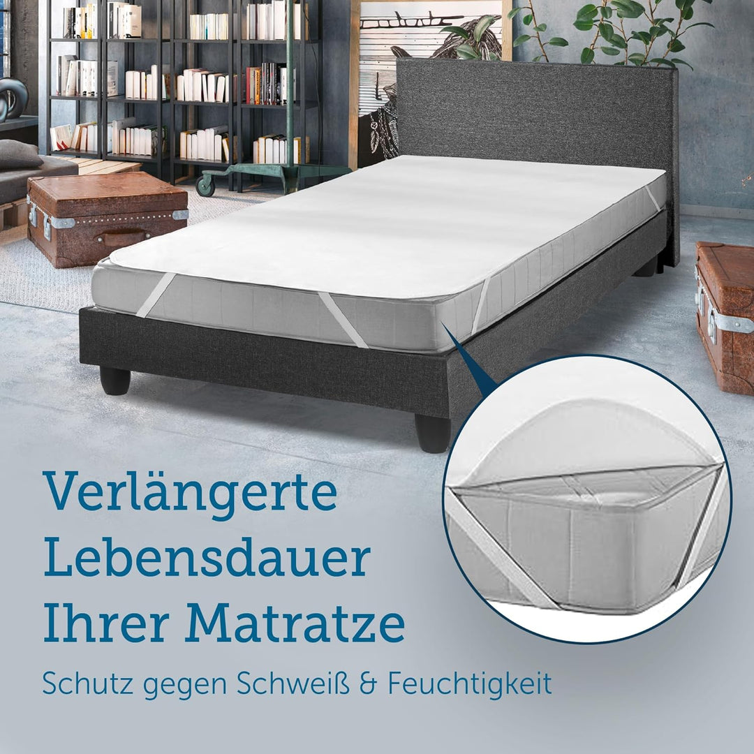 SETEX Wasserdichter Molton Matratzenschutz, 3-lagig, 100 x 200 cm, 100 % Baumwolle, Generation, Weis