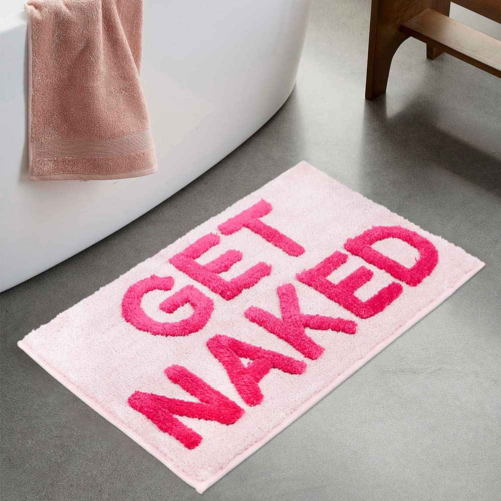 Get Naked Badematte, saugfähig, weich, Hot Pink, 43,2 x 61 cm, maschinenwaschbar, Rutschfester Dusch