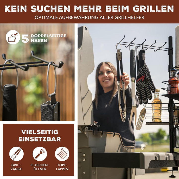 eluno 5-in-1 Grillzubehör-Organizer, Grill-Caddy inklusive Utensilienhaltern, Körben, Hakenleiste un