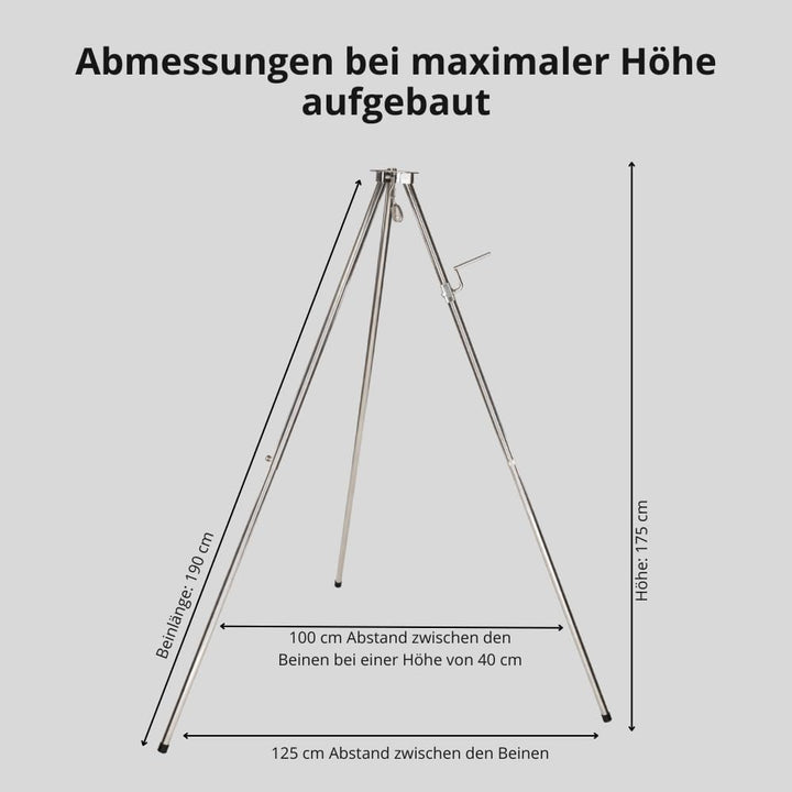 HeRo24 Edelstahl- Dreibein Schwenker Grillgestell mit Kurbel,Kette,Hacken und Wirbel und Tasche zum