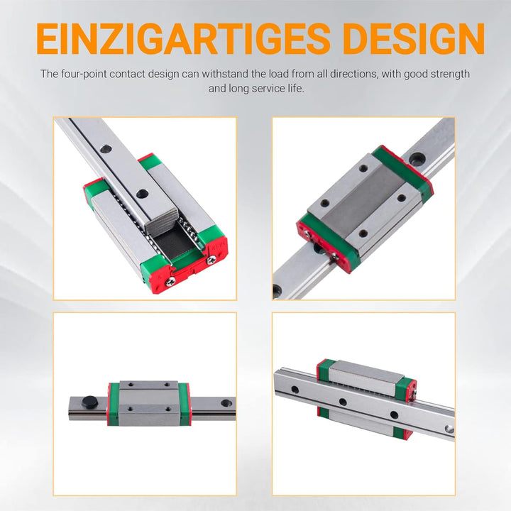CNCYEAH 2 Stück MGN9H 300 mm Miniatur Lineare Schienenführung mit MGN9H Edelstahl Wagenblock, Linear
