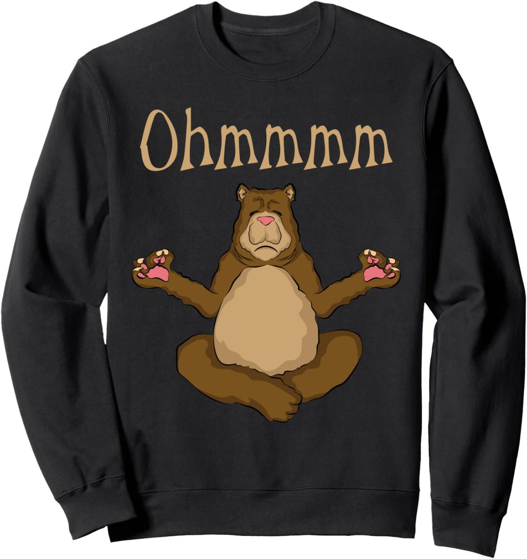 Lustiger Ohmmm Yoga Bär Zen Meditation Entspannung Fitness Sweatshirt