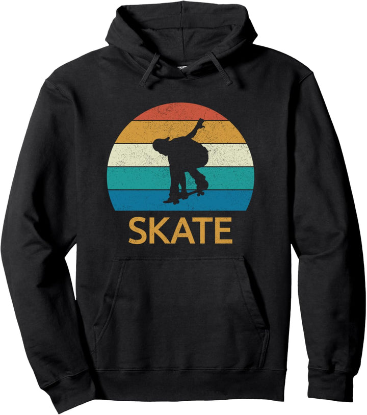 Vintage Skateboard Skateboarder mit dem Wort SKATE Pullover Hoodie