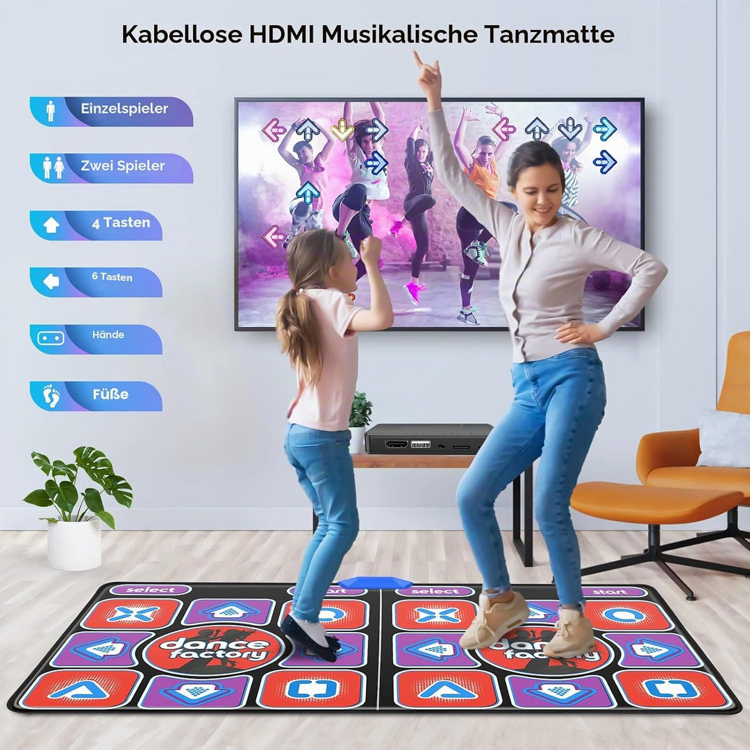 Ultimate Family Fun Double Tanzmatte – rutschfeste kabellose Tanzmatte mit mehr als 200 Spielen und