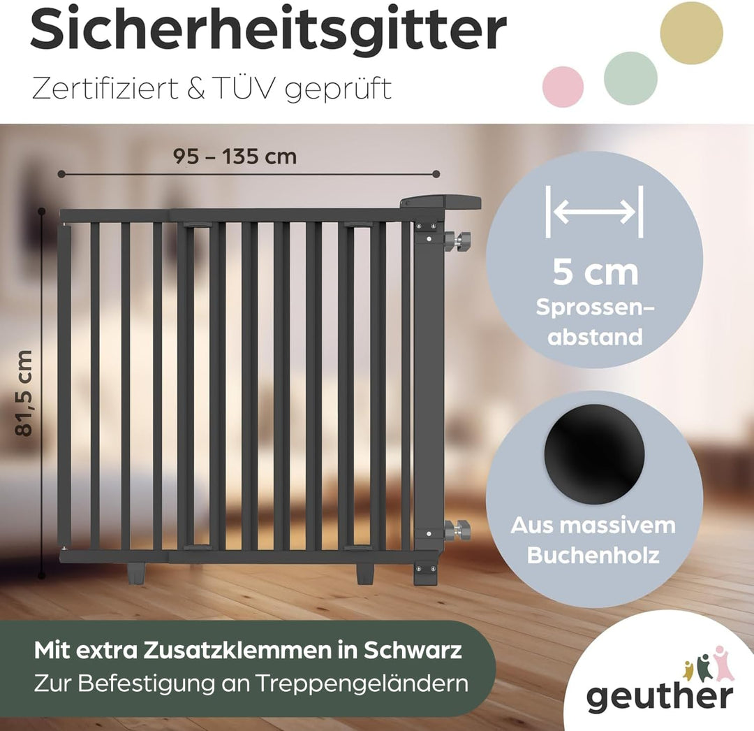 Geuther Treppenschutzgitter Plus - Absperrgitter zur Verhinderung von Stürzen von der Treppe -Verste