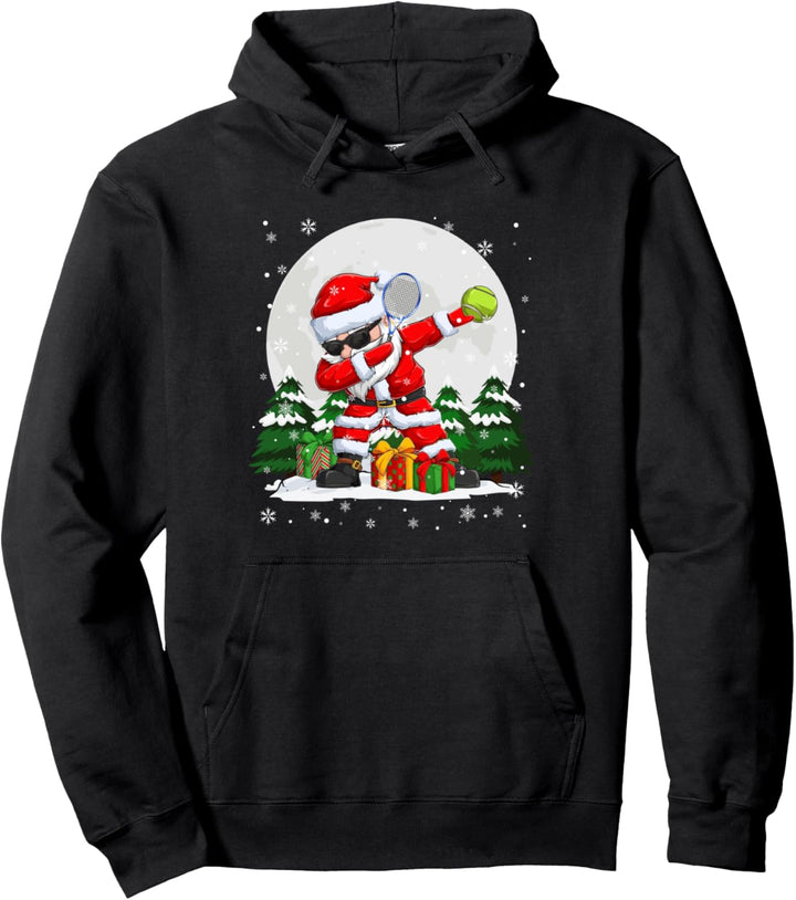Dabbing Santa Sunglasses Playing Tennis Christmas Player Pullover Hoodie