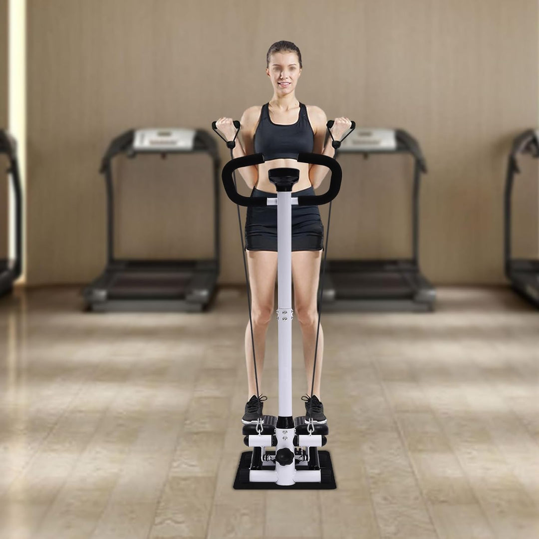 Mini Stepper für Zuhause 150kg Tragkraft, Fitness Stairmaster mit Echtzeit-Display, Widerstandsbände