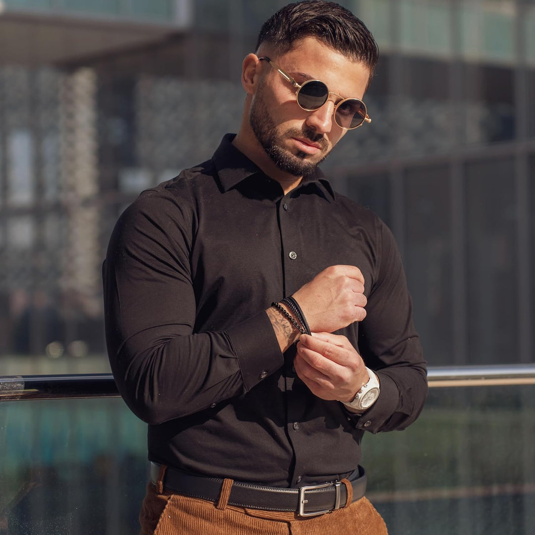 SERASAR Premium Lederarmband für Männer | Magnetverschluss aus Edelstahl in Schwarz, Silber &amp; Gold |