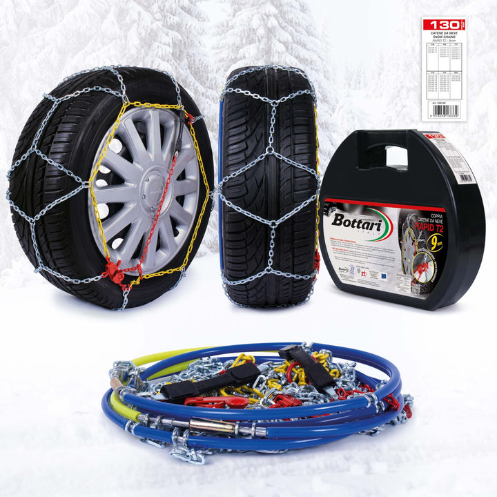 Bottari [Goodyear] 18833 Schneeketten „Rapid T2“, 9 mm, Grösse 130, ABS- und ESP-kompatibel T2 - 130