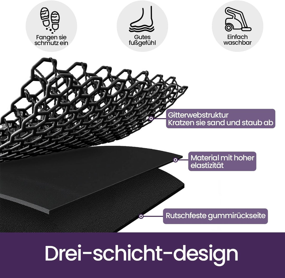 DEXI Fussmatte aussen 60 x 90 cm, extrem rutschfeste Schmutzfangmatte, langlebig Fussabtreter aussen