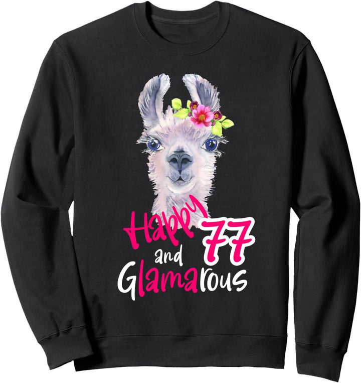 77 Geburtstag Frauen 77er Geburtstagsgeschenk Deko Lama Sweatshirt