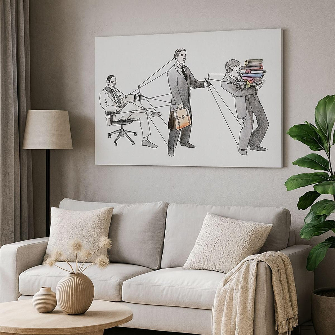 Bilder auf Leinwand 100x70cm Leinwandbild Job Mensch mariniert Illustration Gross Wanddeko Bild Schl