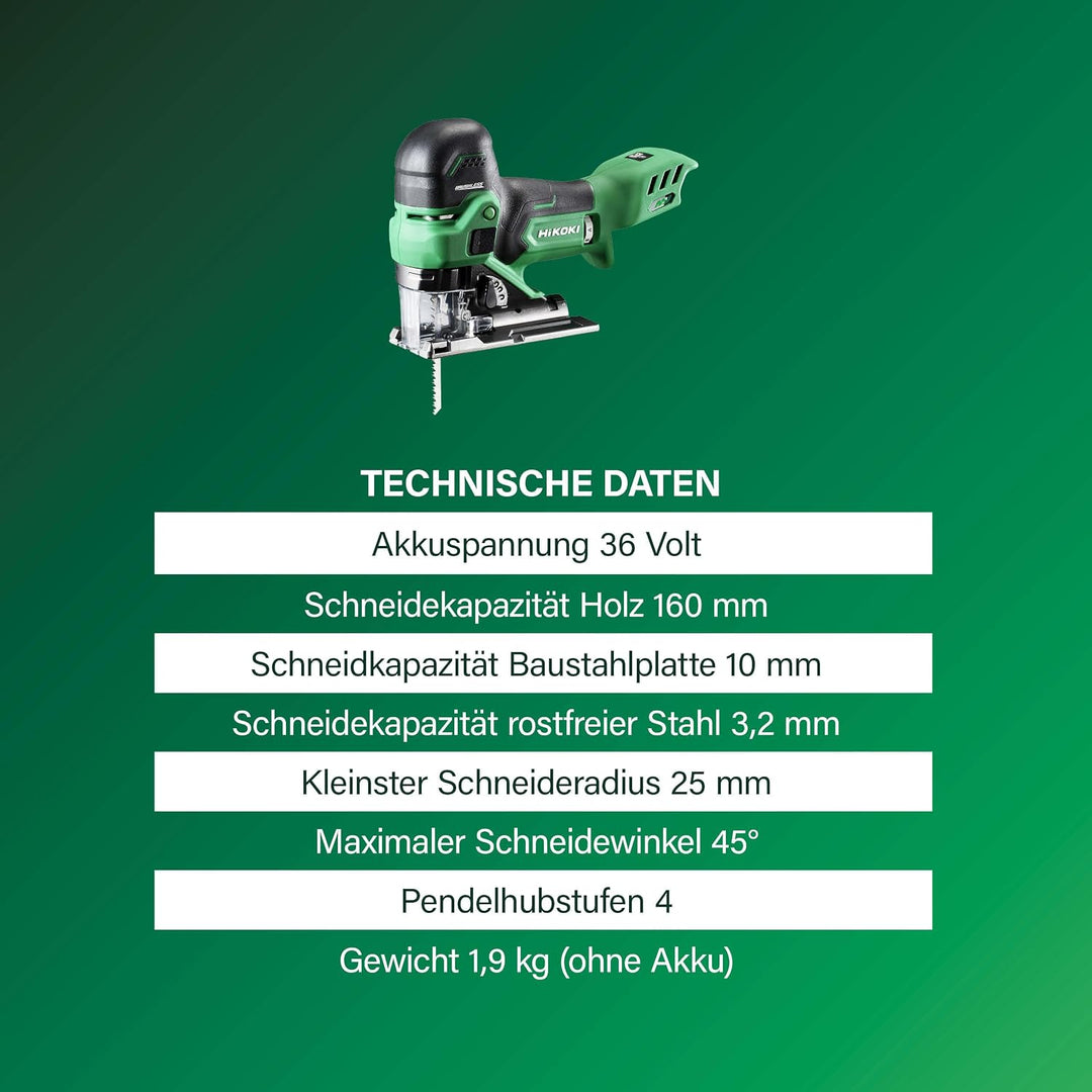 HIKOKI, Akku-Stichsäge, CJ36DB, (Basic)- (HSC II)- ohne Akkus und