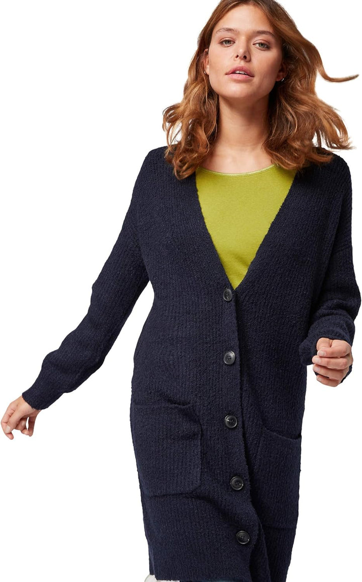 TOM TAILOR Damen Pullover & Strickjacken Strickjacke in Rippoptik Sky Captain Blue,M,10668,6000